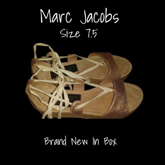New Marc Jacobs Metallic Gladiator Sandals - Size 7.5 US - In Box - Picture 1 of 6
